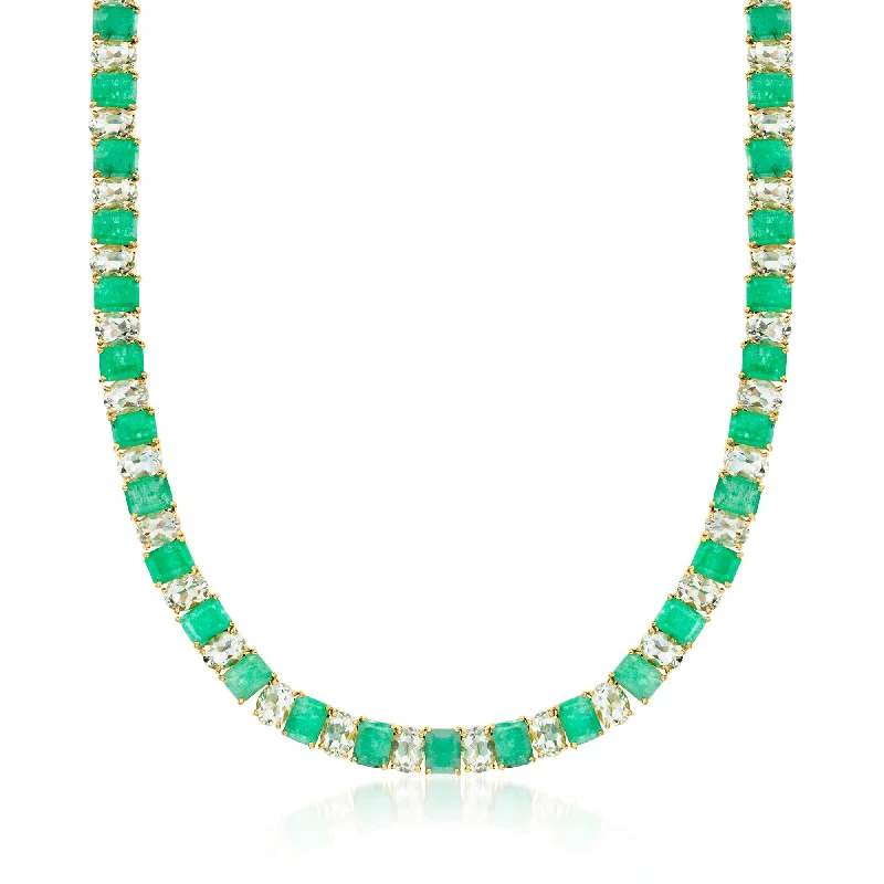 Unique Jewelry Designs Now At Discounted Rates Ross-Simons Emerald and Prasiolite Necklace in 18kt Gold Over Sterling