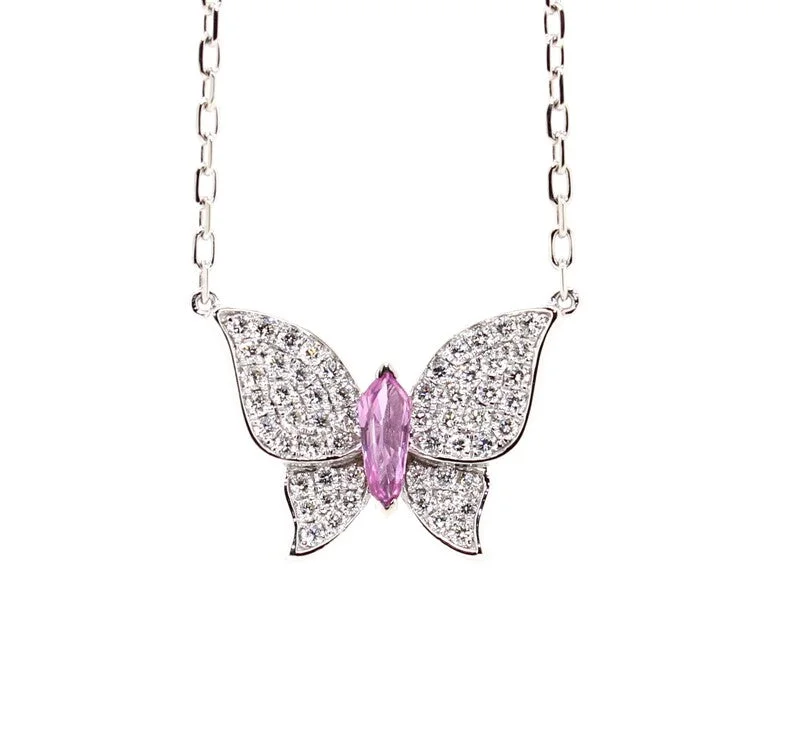 Fashion-Forward Jewelry At Incredible Prices Pink Sapphire & Diamond Butterfly Pendant