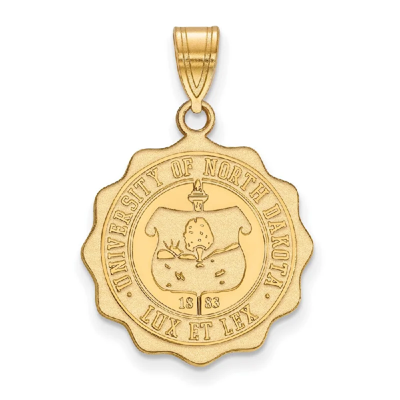 Exclusive Gemstone Jewelry At Special Prices 14k Gold Plated Silver North Dakota Large Crest Pendant