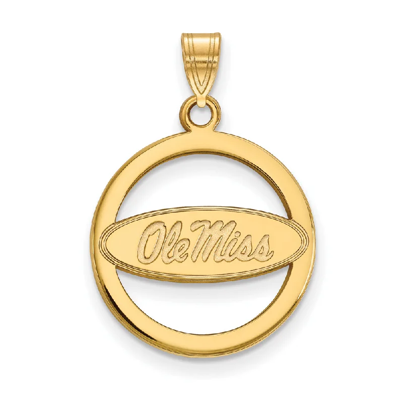 Shop Handcrafted Jewelry At Special Promotional Rates 14k Gold Plated Silver U. of Mississippi Small Circle Pendant