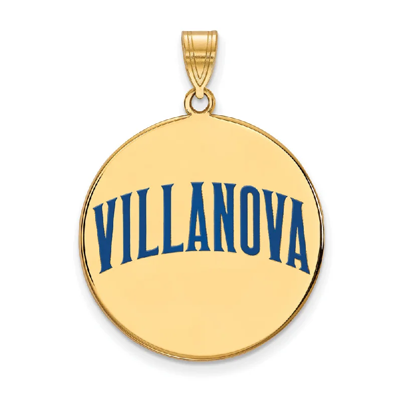 Unlock Unbeatable Jewelry Deals Before They’Re Gone 14k Gold Plated Silver Villanova U. XL Enamel Script Disc Pendant