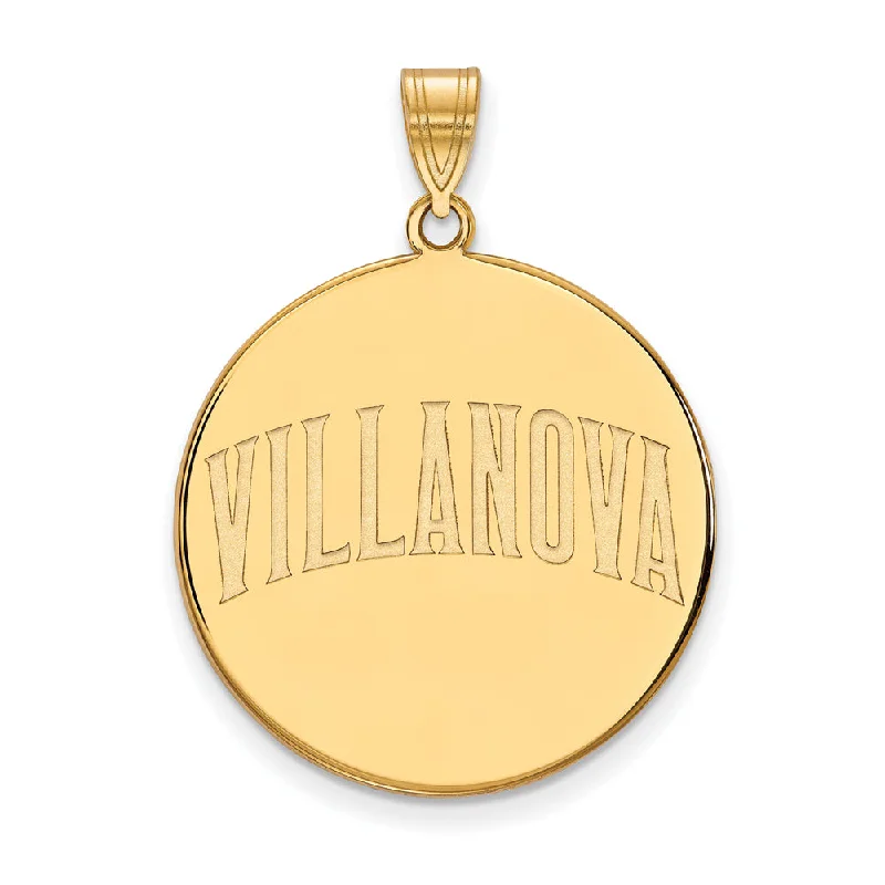 Luxury Handcrafted Jewelry For Elegant Looks 14k Gold Plated Silver Villanova U. XL Script Disc Pendant