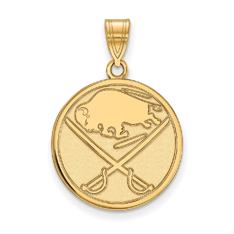 Breathtaking Jewelry, Breathtaking Prices SS 14k Yellow Gold Plated NHL Buffalo Sabres Large Disc Pendant