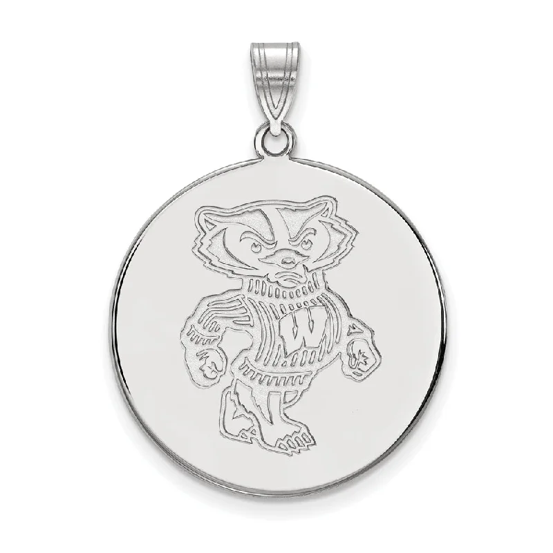 Premium Diamond Jewelry At Once-In-A-Lifetime Discounts Sterling Silver U. of Wisconsin XL Badgers Disc Pendant